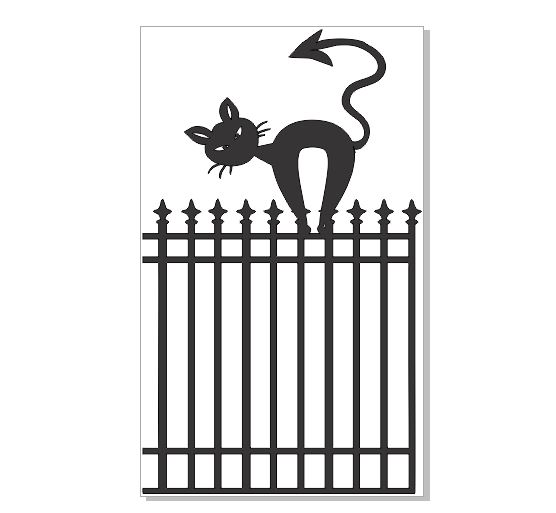 Cat on a fence  fence 50 x 83.mm packs of 4  Chipboard or acryli